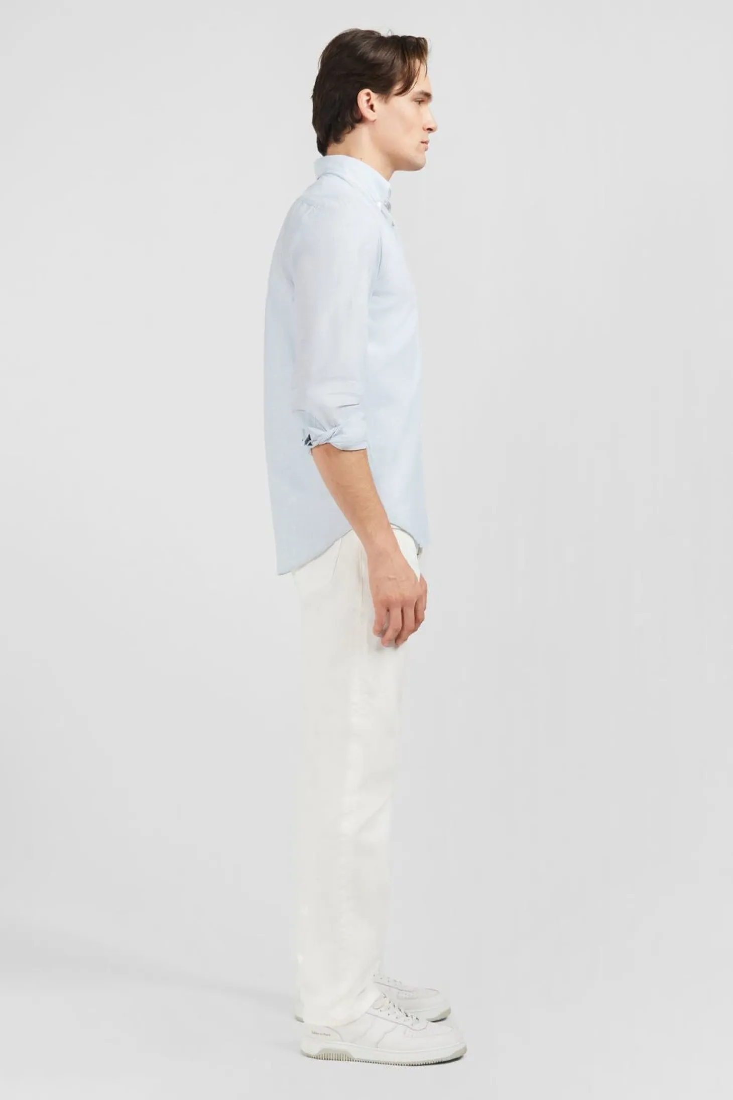 Chemise Bleu Clair En Coton Dobby