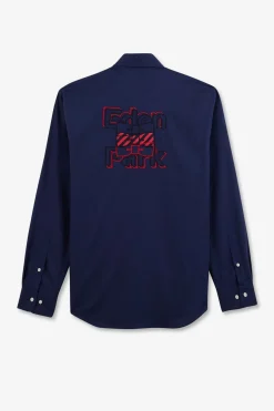 Chemise Bleue A Broderie Eden Park