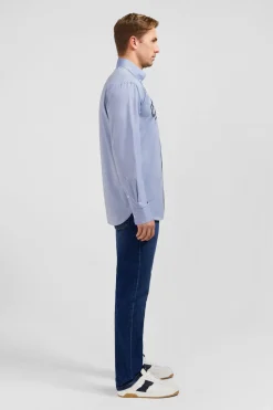 Chemise Bleue A Broderie Eden Park Fleurie