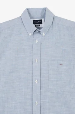 Chemise Bleue En Coton Dobby