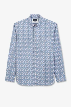 Chemise Bleue Imprimee Exclusif Fleurs