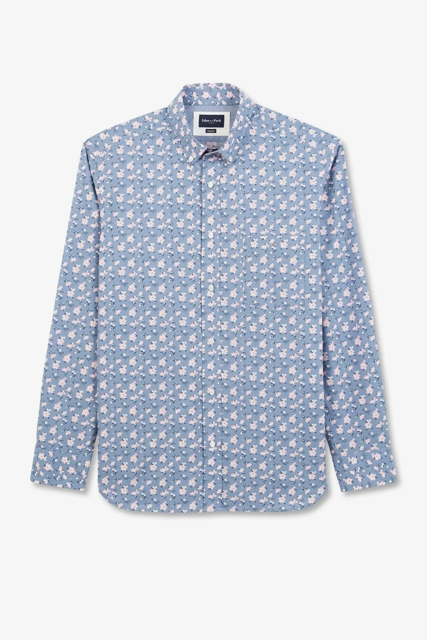 Chemise Bleue Imprimee Exclusif Fleurs