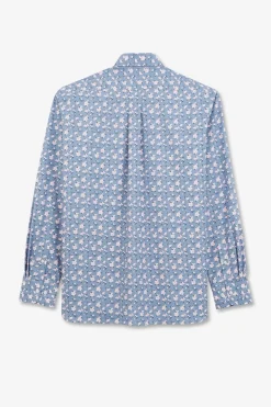 Chemise Bleue Imprimee Exclusif Fleurs