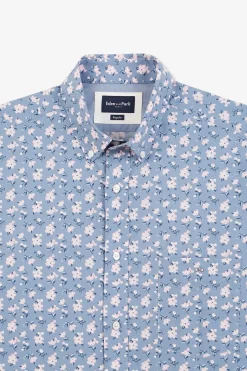 Chemise Bleue Imprimee Exclusif Fleurs