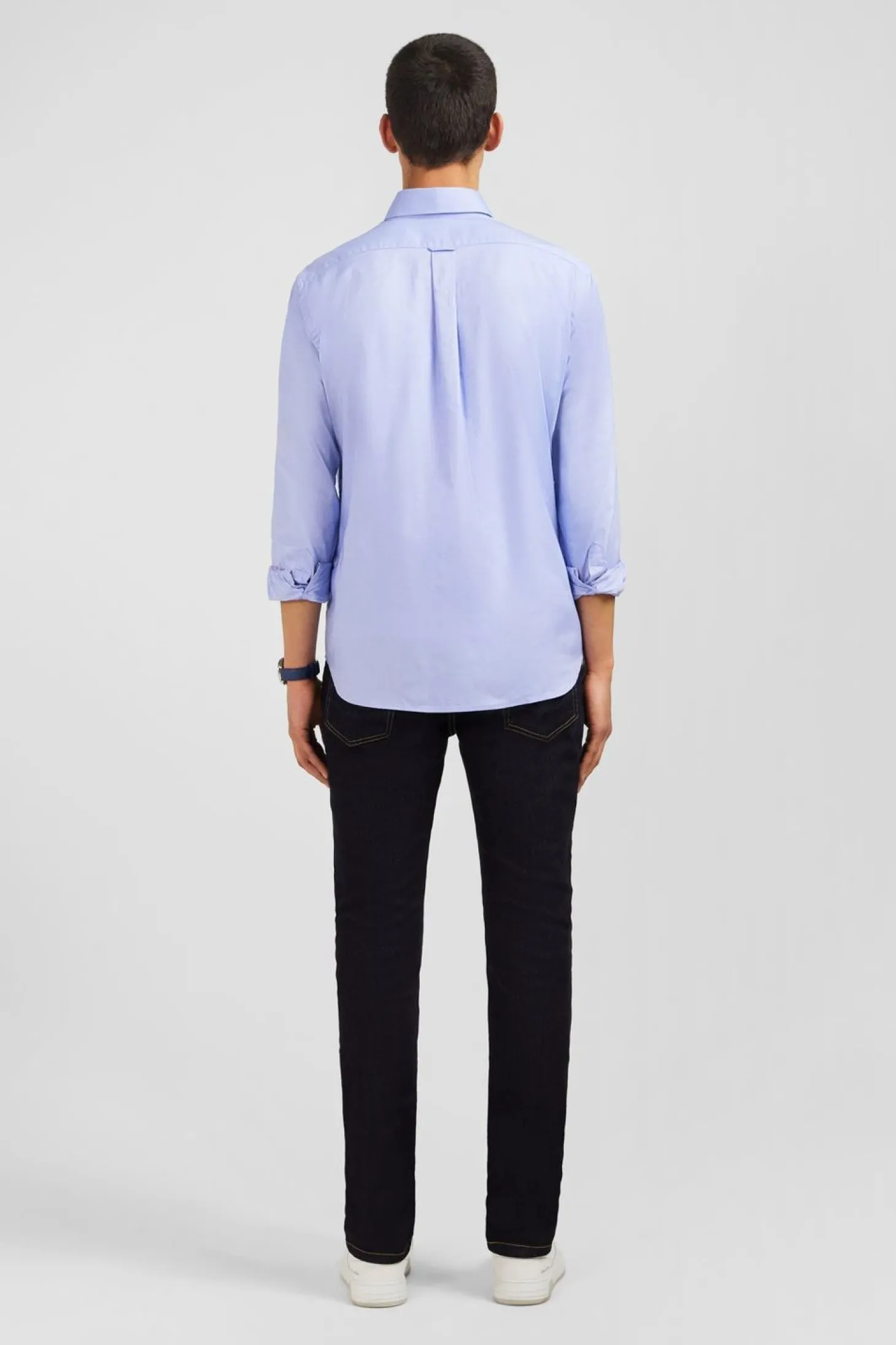 Chemise Bleue Unie En Coton