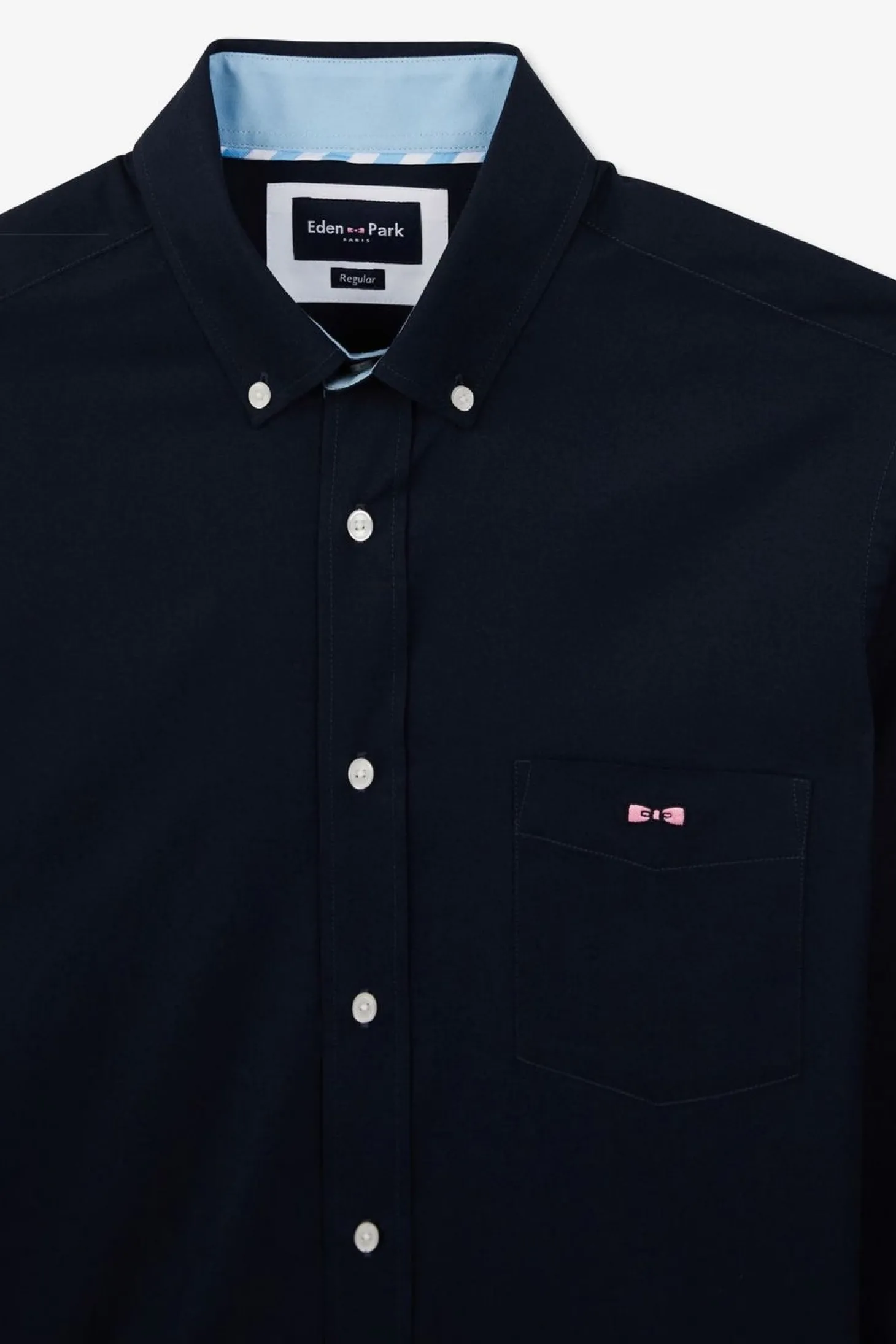 Chemise Bleu Fonce A Broderie Eden Park