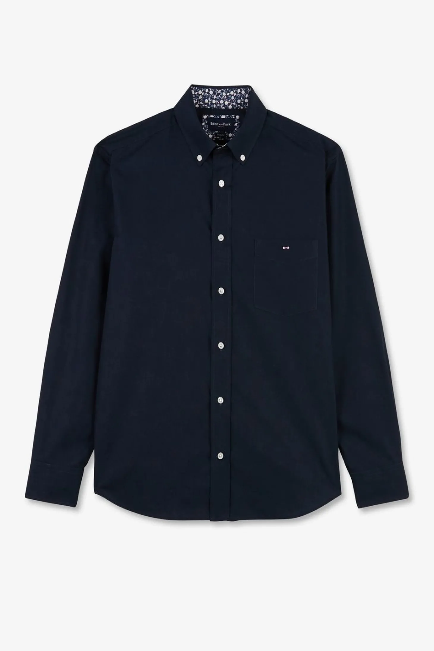 Chemise Bleu Marine A Details Fleuris