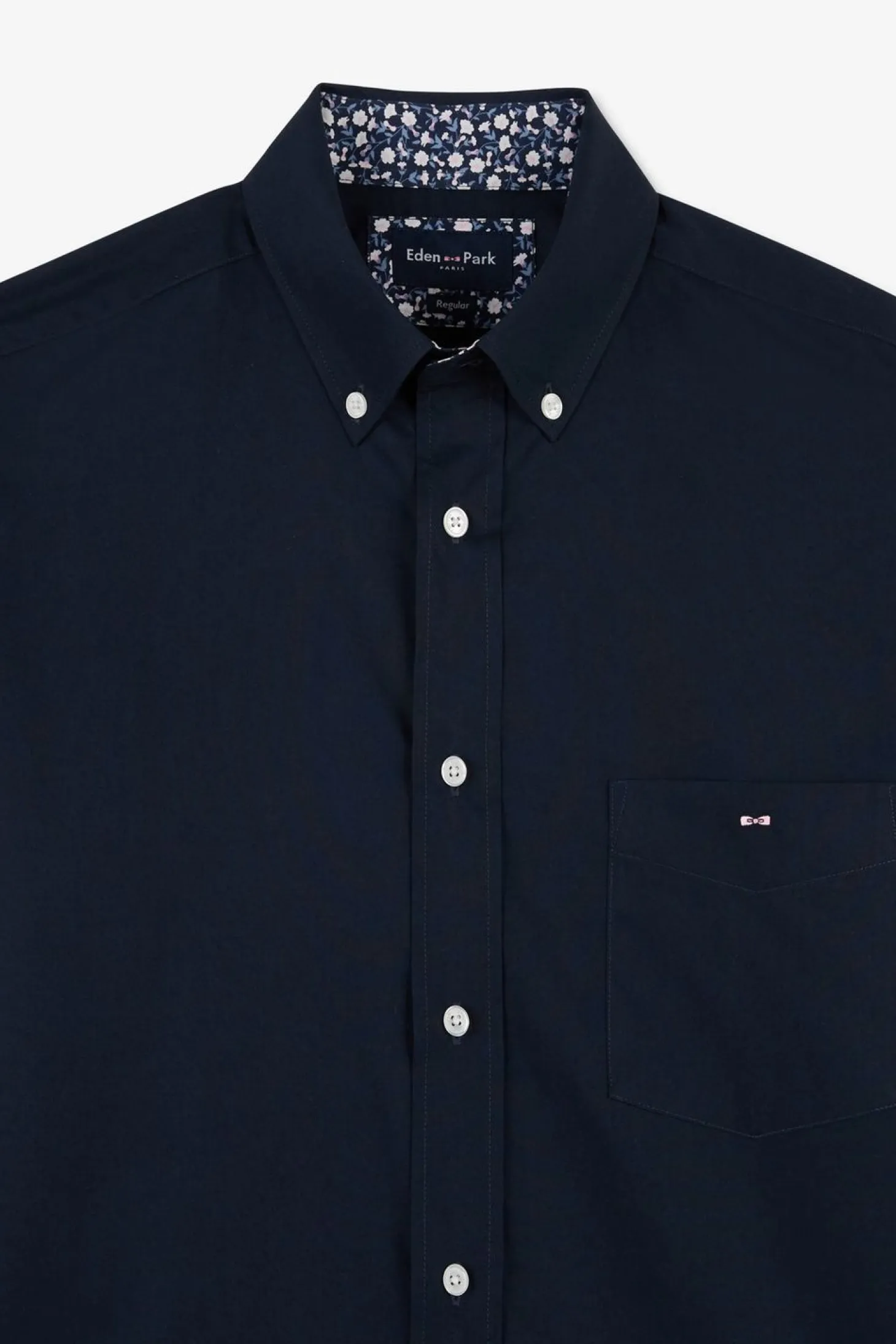 Chemise Bleu Marine A Details Fleuris