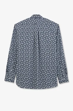 Chemise Bleu Marine Imprimee Exclusif Fleurs