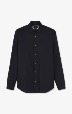Chemise Bleu Marine Regular En Popeline Stretch