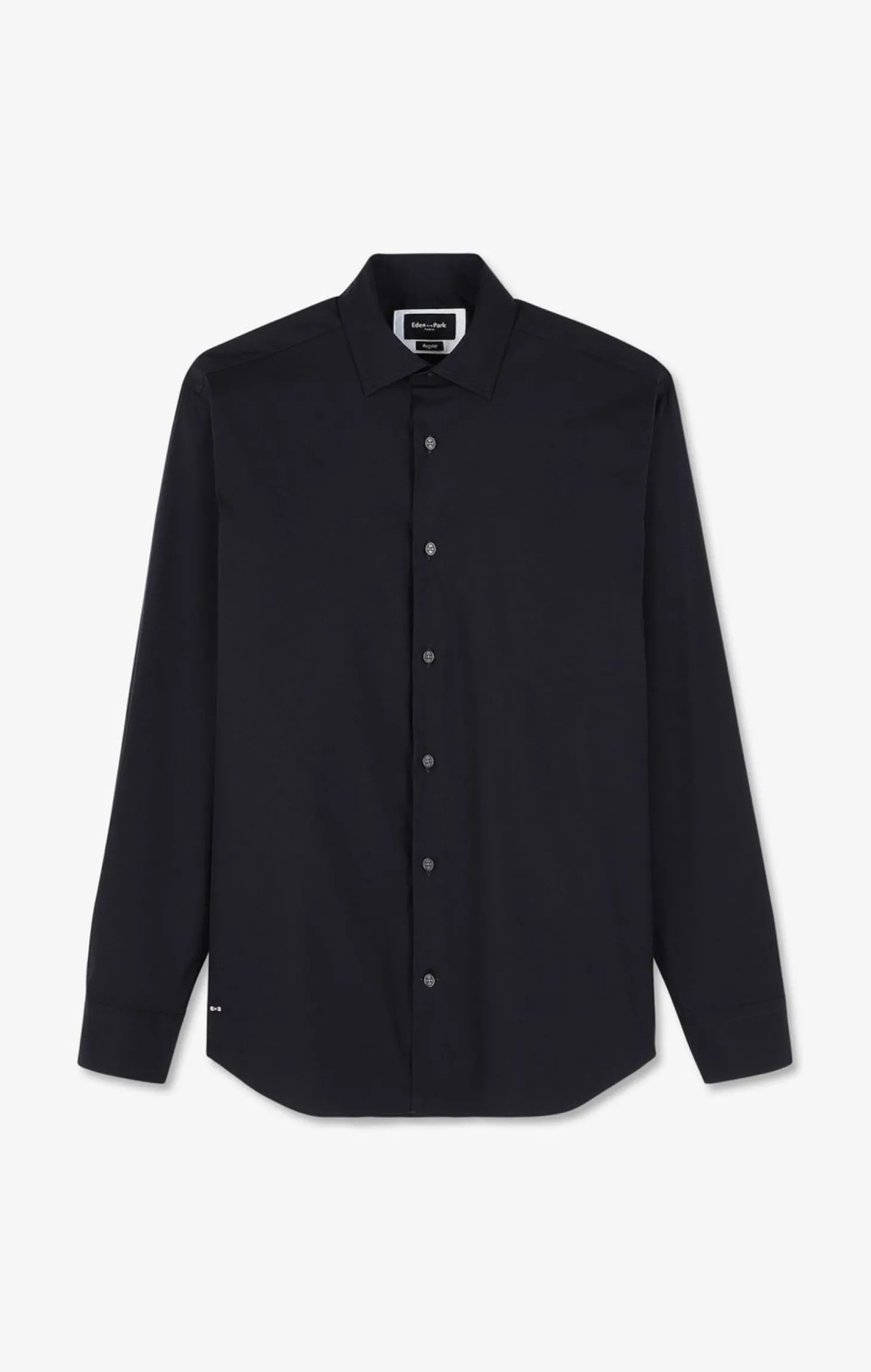 Chemise Bleu Marine Regular En Popeline Stretch