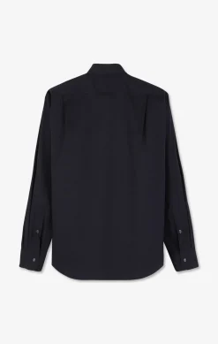 Chemise Bleu Marine Regular En Popeline Stretch