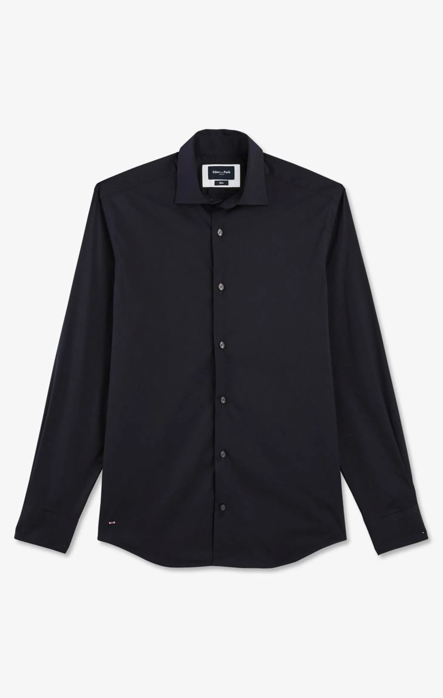 Chemise Bleu Marine Slim En Popeline Stretch