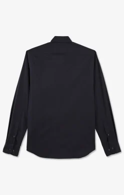 Chemise Bleu Marine Slim En Popeline Stretch