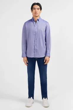 Chemise Bleu Marine Unie En Coton