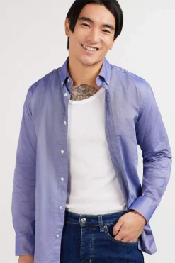 Chemise Bleu Marine Unie En Coton
