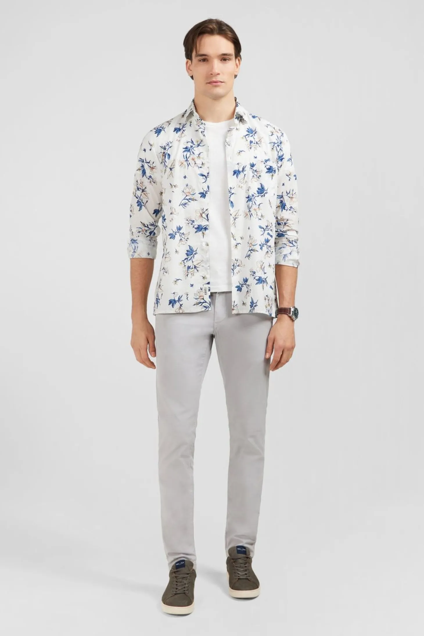 Chemise En Coton Blanc Imprimee Fleurs