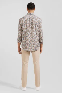 Chemise En Coton Imprime Ecru Coupe Regular