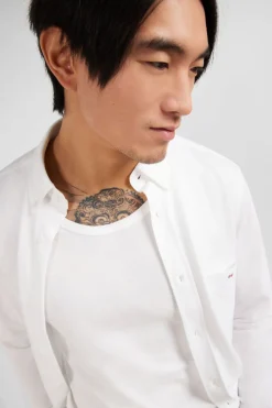 Chemise En Coton Pinpoint Blanc