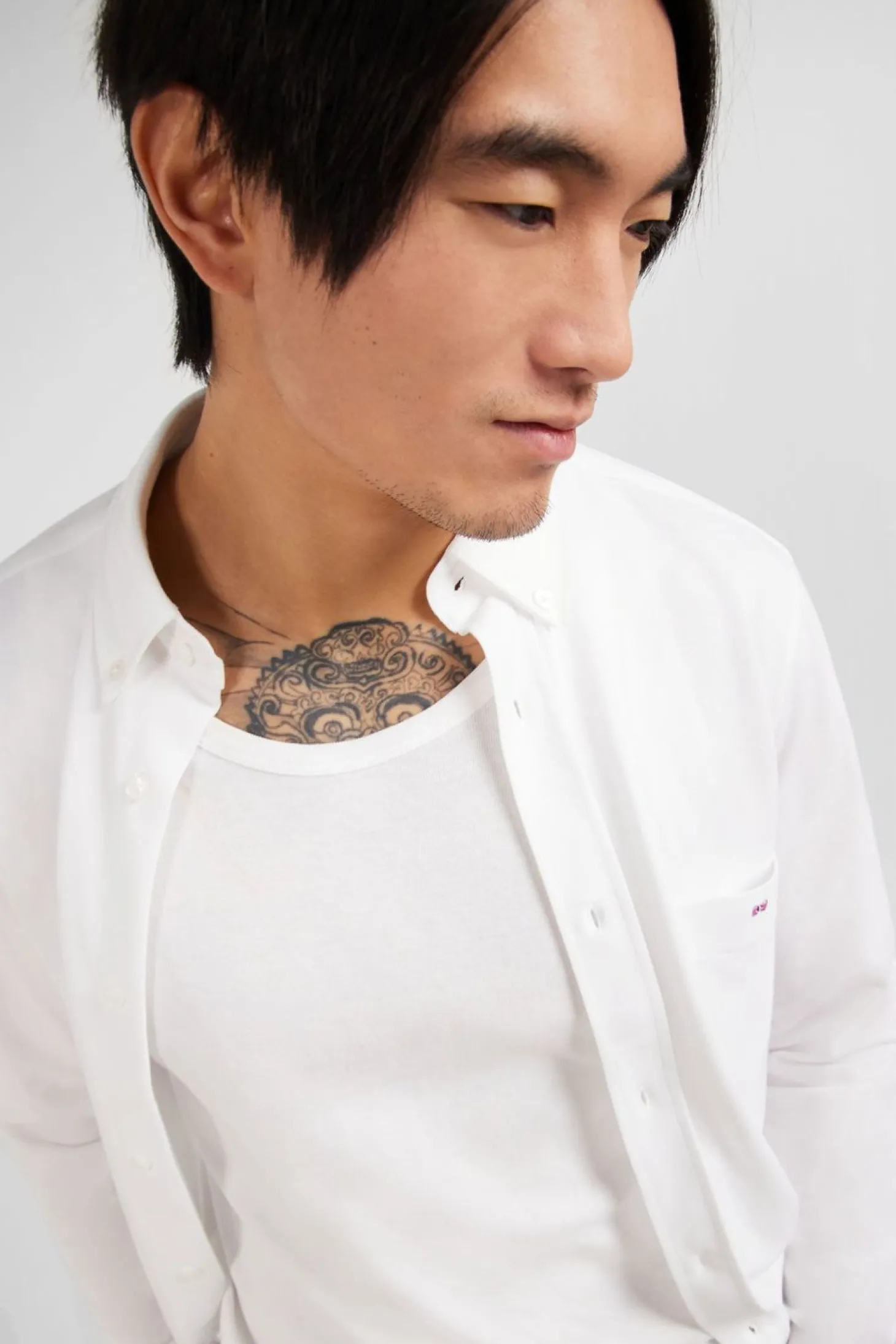 Chemise En Coton Pinpoint Blanc