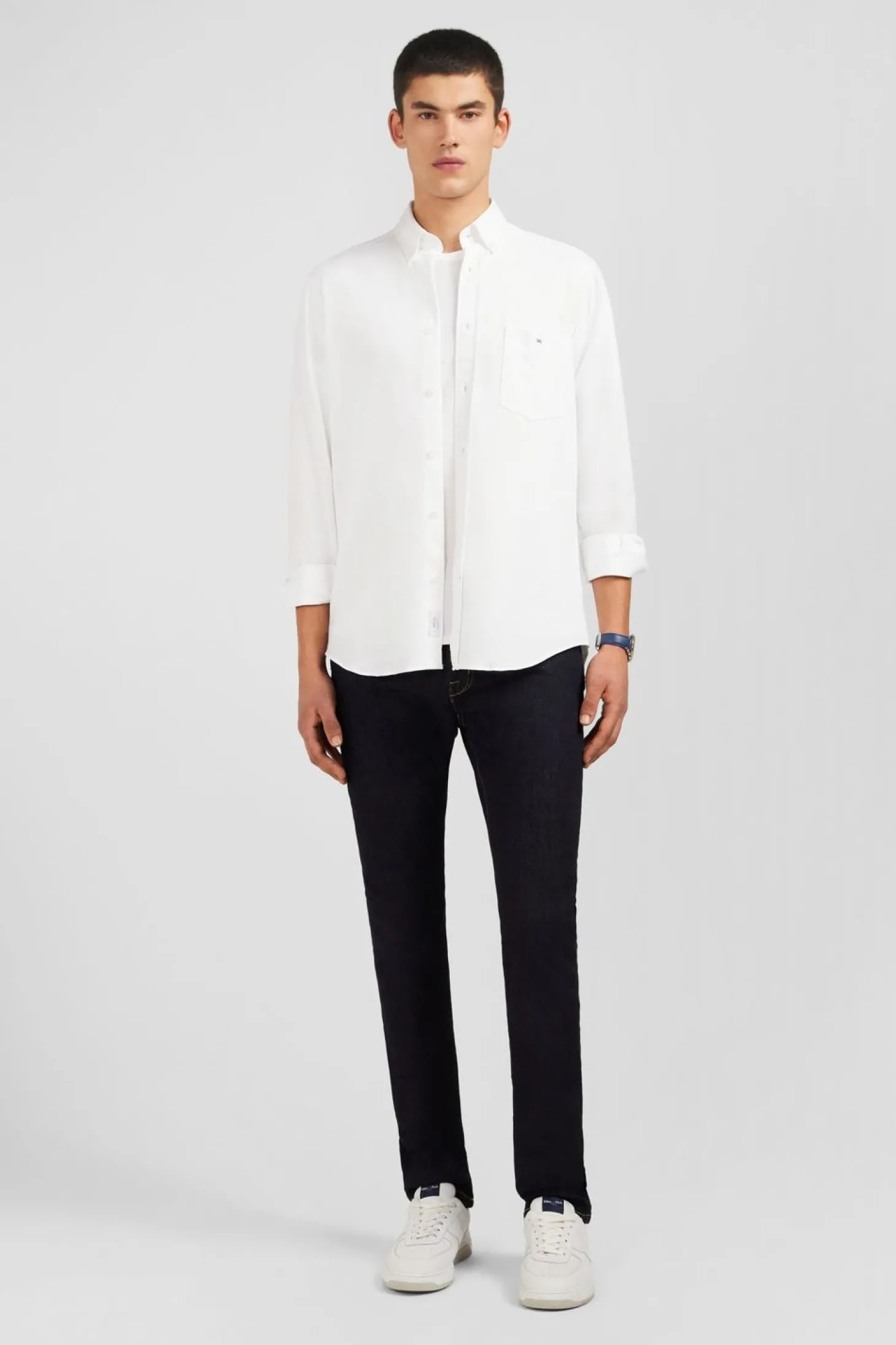 Chemise En Coton Pinpoint Blanc