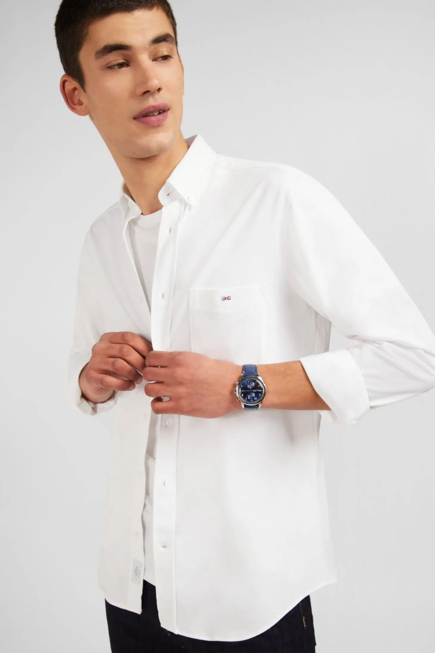 Chemise En Coton Pinpoint Blanc