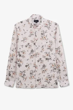 Chemise En Coton Rose Clair Imprimee Fleurs