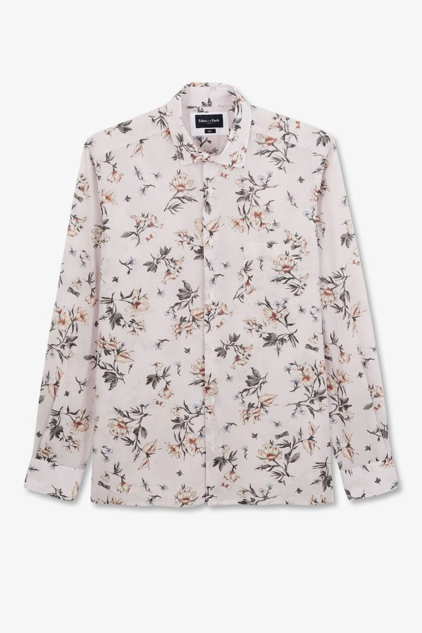 Chemise En Coton Rose Clair Imprimee Fleurs