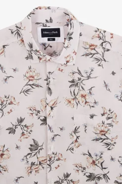 Chemise En Coton Rose Clair Imprimee Fleurs