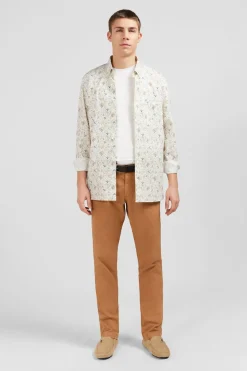 Chemise En Popeline Ecru Imprimee Feuillage
