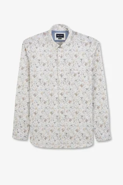 Chemise En Popeline Ecru Imprimee Feuillage