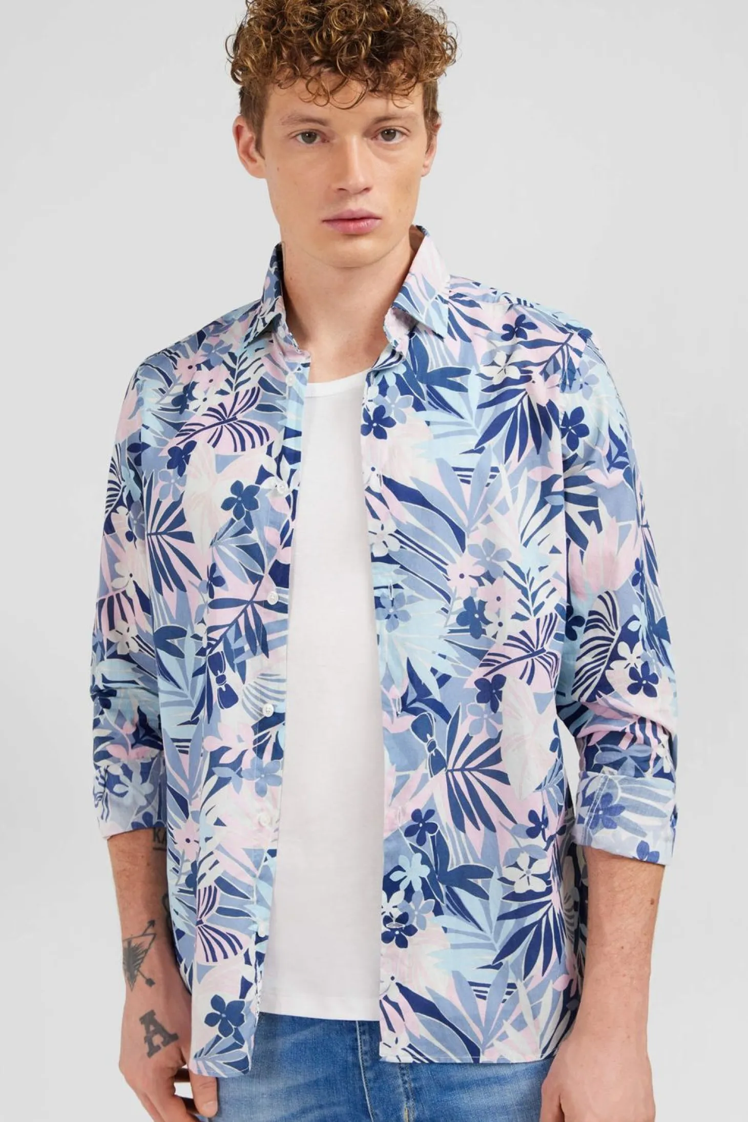 Chemise En Voile De Coton A Motif Tropical