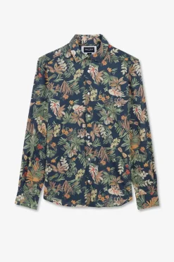 Chemise En Voile De Coton Imprime Feuilles