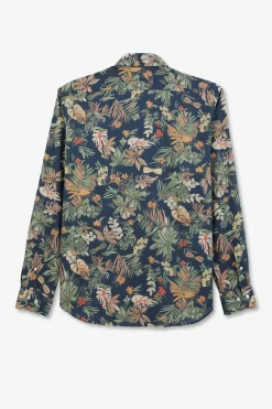 Chemise En Voile De Coton Imprime Feuilles