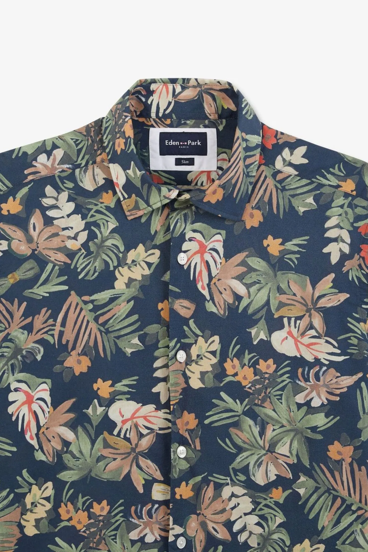 Chemise En Voile De Coton Imprime Feuilles