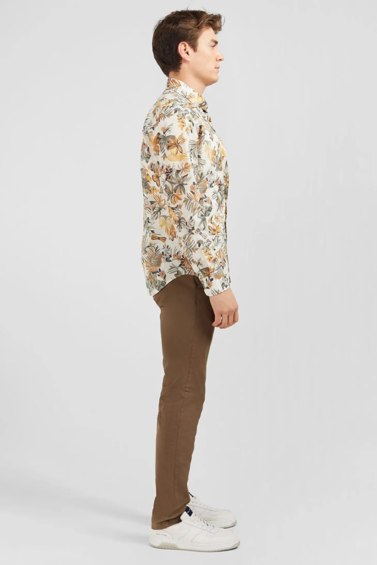 Chemise En Voile De Coton Imprime Feuilles