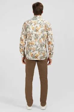 Chemise En Voile De Coton Imprime Feuilles