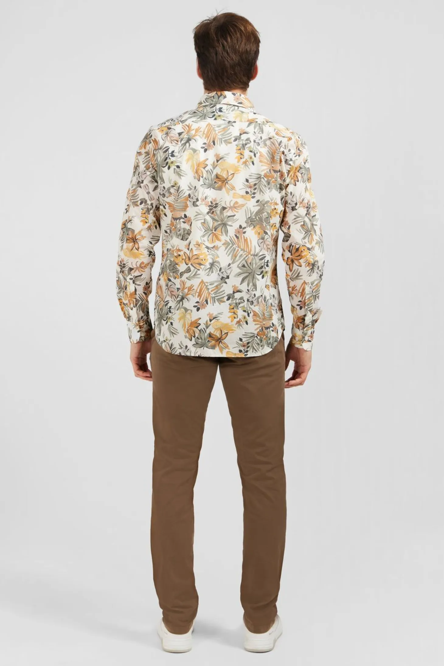 Chemise En Voile De Coton Imprime Feuilles