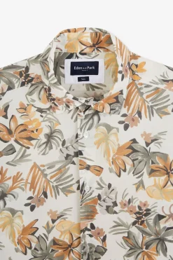 Chemise En Voile De Coton Imprime Feuilles