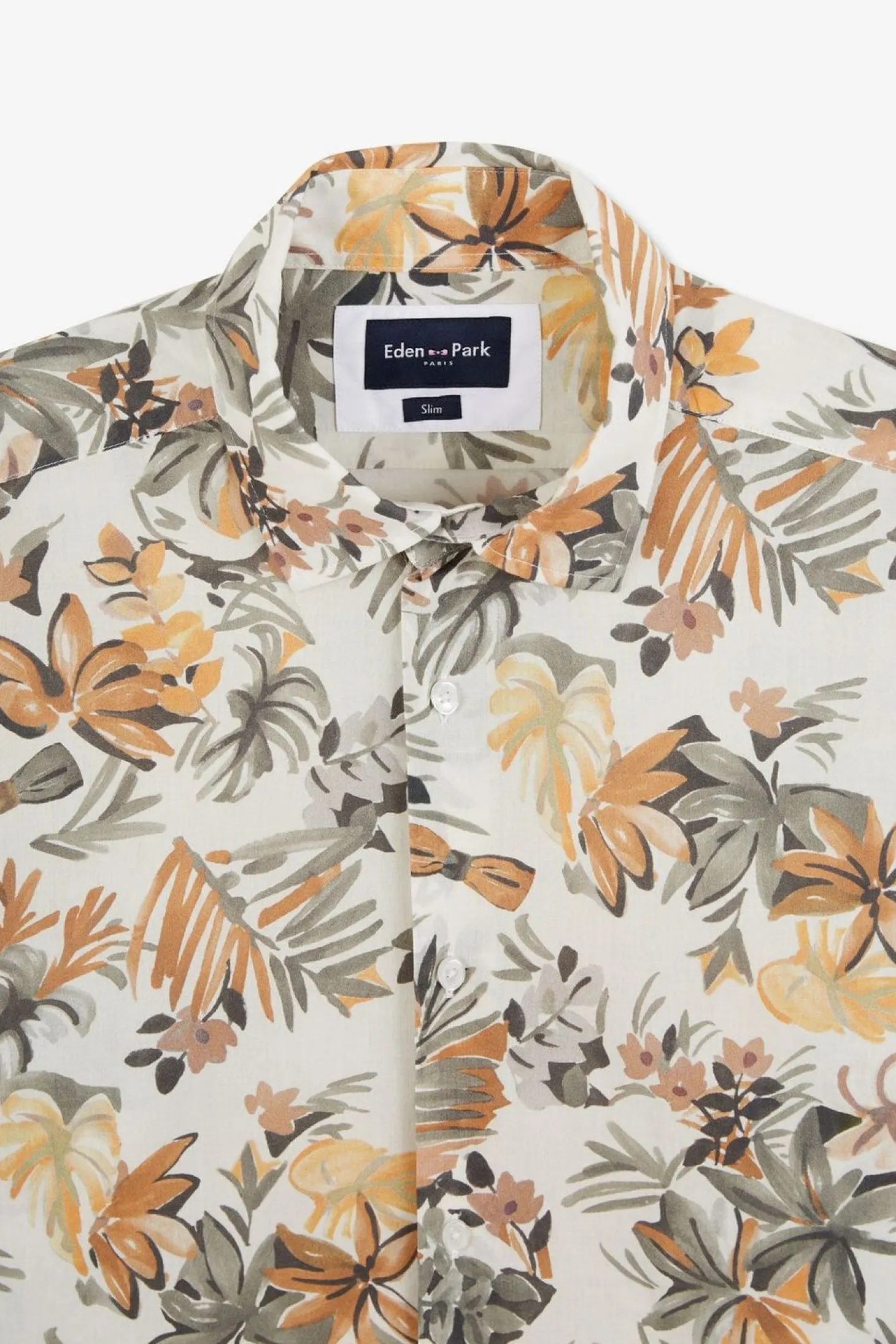Chemise En Voile De Coton Imprime Feuilles