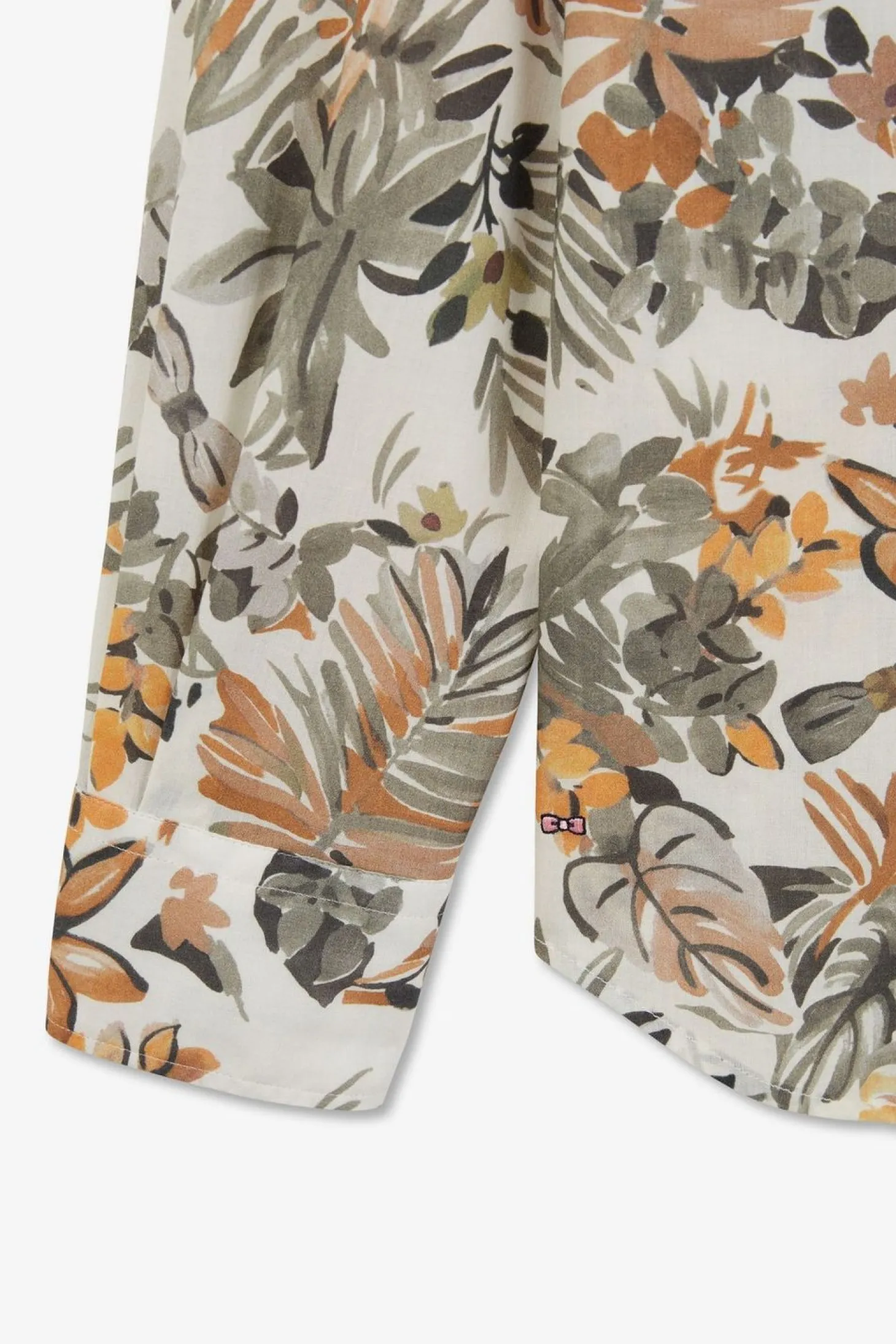Chemise En Voile De Coton Imprime Feuilles