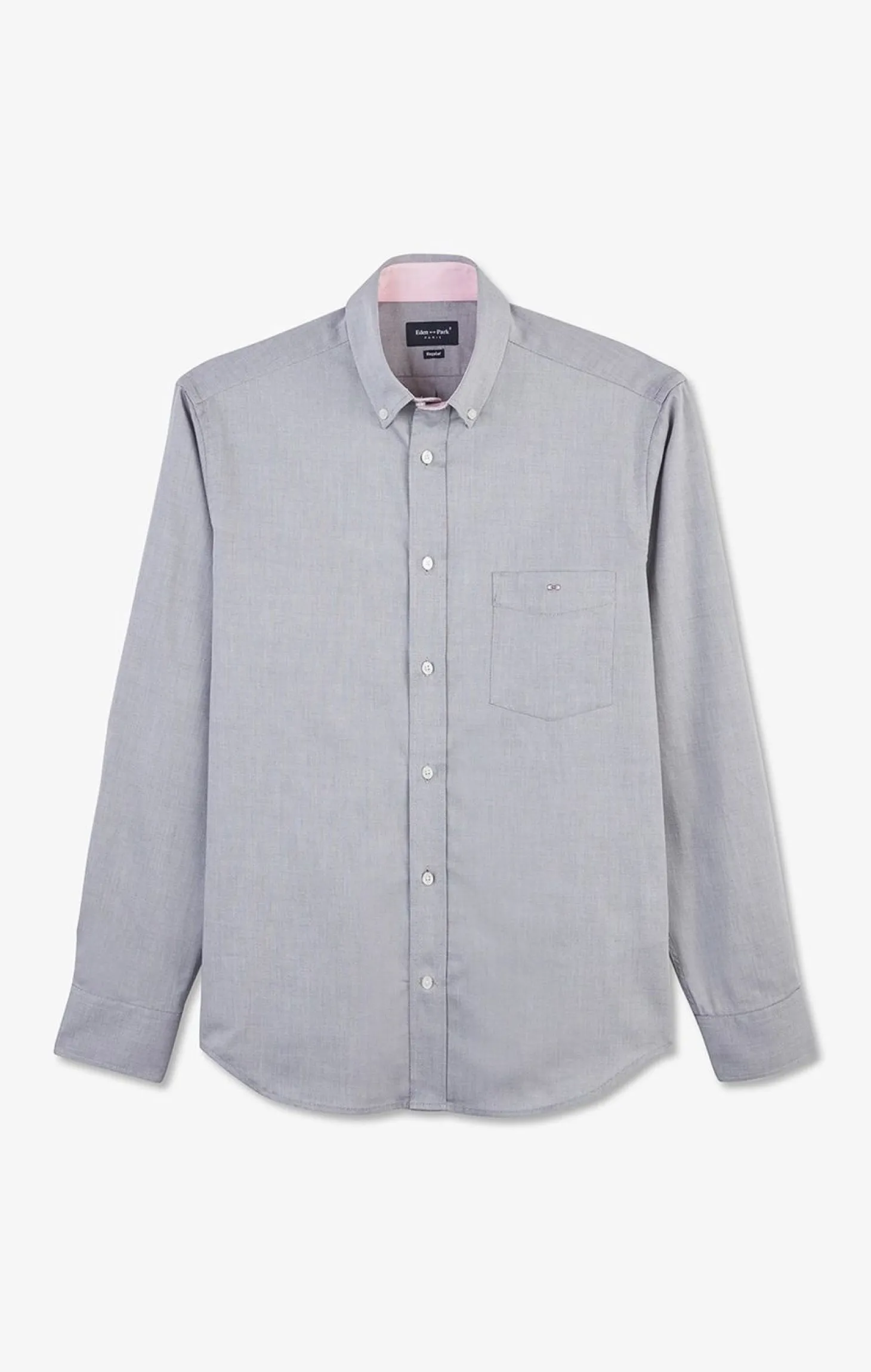 Chemise Gris Clair Unie En Coton
