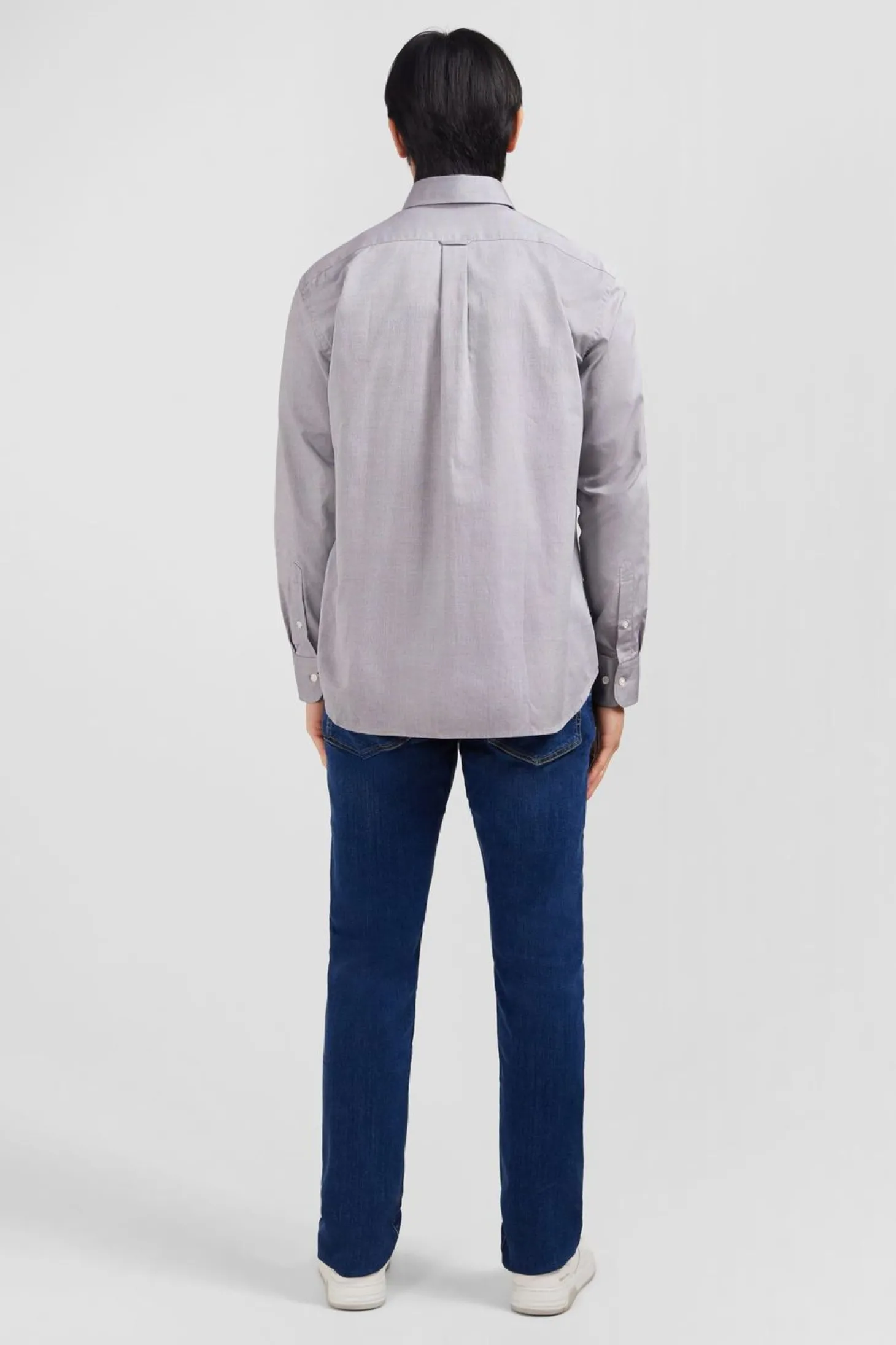 Chemise Gris Clair Unie En Coton