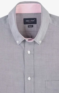 Chemise Gris Clair Unie En Coton