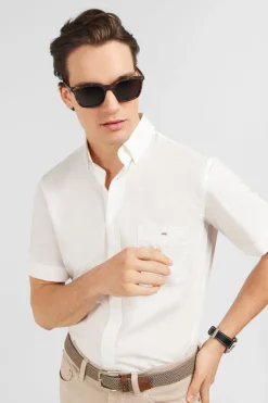 Chemisette Blanche En Coton Dobby