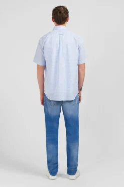 Chemisette Bleu Clair A Carreaux En Coton Dobby