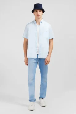 Chemisette Bleu Clair En Coton Dobby