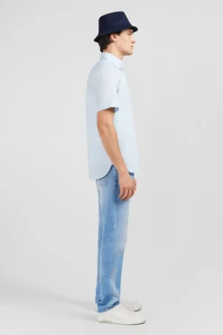 Chemisette Bleu Clair En Coton Dobby