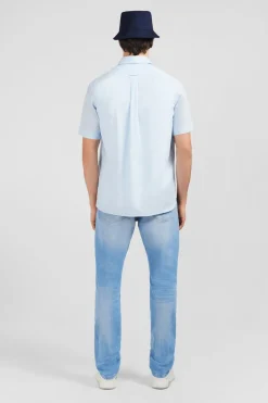 Chemisette Bleu Clair En Coton Dobby