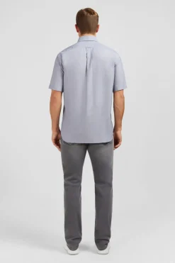 Chemisette Bleue En Coton Dobby